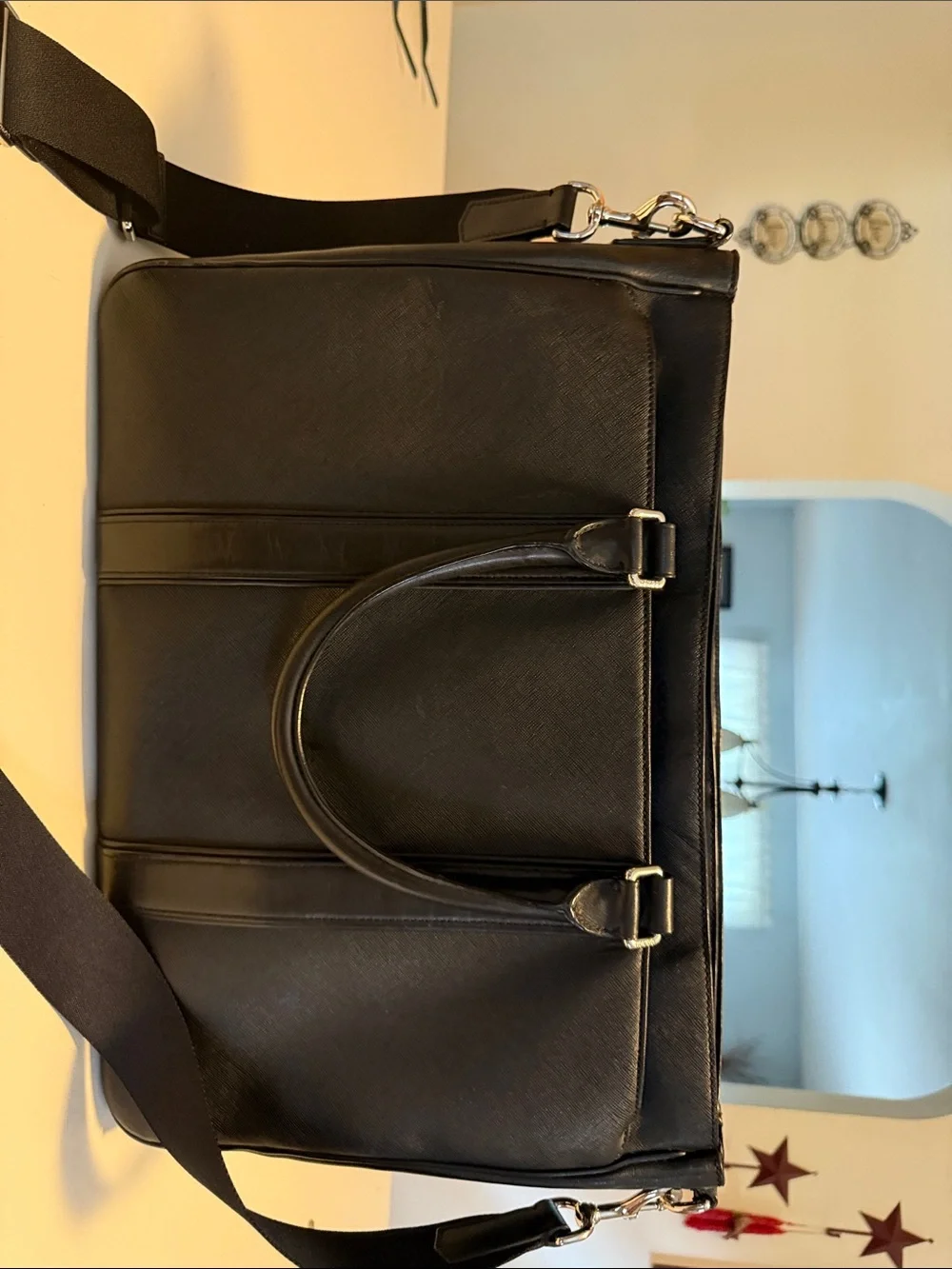 Coach Black Leather Business Briefcase with Shoulder Strap